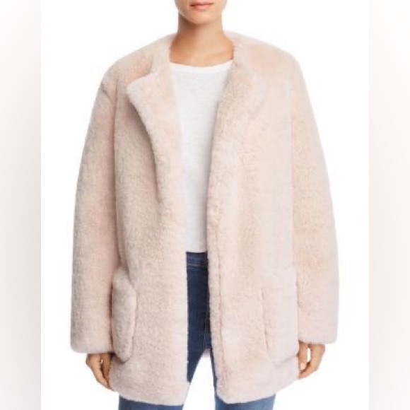Apparis baby pastel light pink faux fur pocket front coat jacket S NWT - Picture 1 of 4